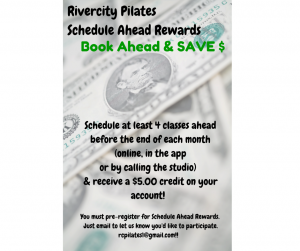 Rivercity PilatesSchedule Ahead Rewards